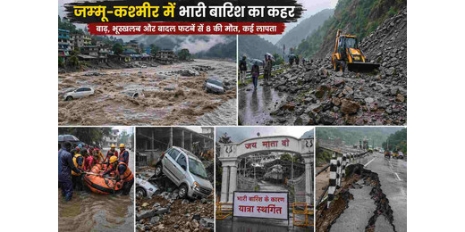 जम्मू-कश्मीर में मूसलाधार बारिश का कहर: बाढ़, भूस्खलन और बादल फटने से भारी तबाही